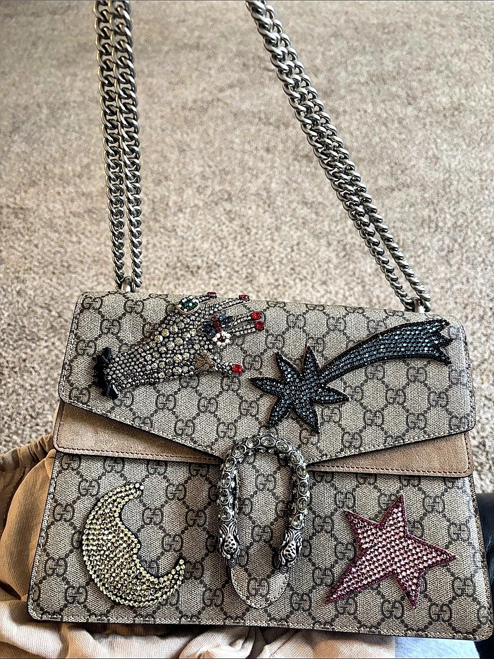 Gucci GG Supreme Monogram Shooting Star Embroidered Medium Dionysus Shoulder Bag